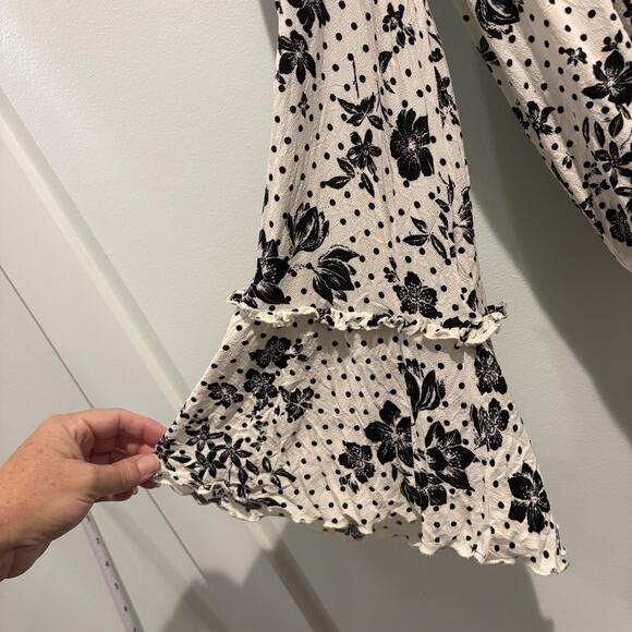 Free People Bodysuit Womens XS Floral Polka Dot Intimately Boho Flare Stretch - Picture 8 of 13